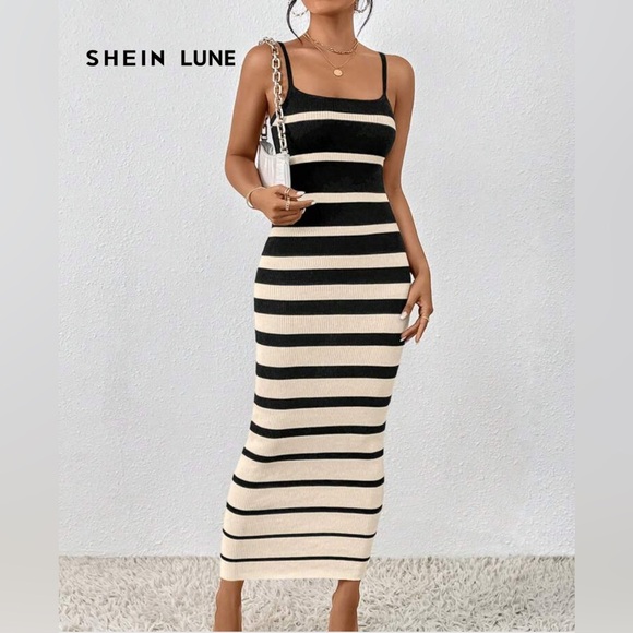 SHEIN Dresses & Skirts - NWT Black and White Striped Dress